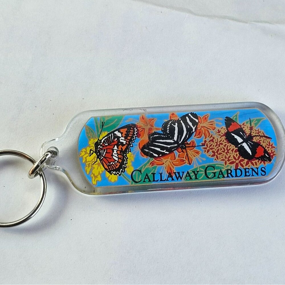 Calloway Gardens Vintage Butterfly Center Blue Long Keychain